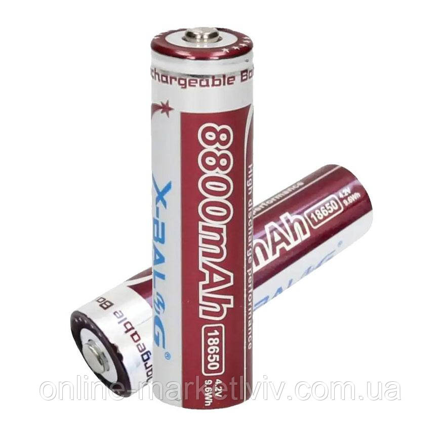 2 шт Акумулятор 8800mAh (4,2V) X-Balog, 18650 / Акумуляторна батарея / Акумулятор Li-Ion для ліхтариків
