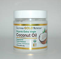 Органическое кокосовое масло первого холодного отжима, California Gold Nutrition, 473 мл (16 жидк. унций)