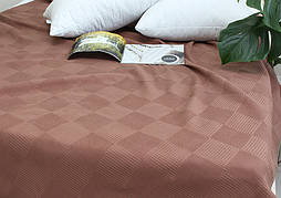 Простирадло-покривало піке  200х235см ТМ TAG Клітинка кавова