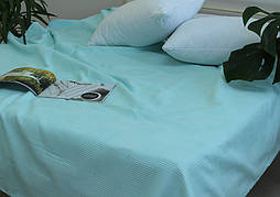 Простирадло-покривало піке  160х235см ТМ TAG Клітинка мята