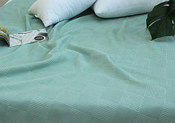 Простирадло-покривало піке  160х235см ТМ TAG Клітинка бірюза