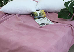 Простирадло-покривало піке  160х235см ТМ TAG Клітинка рожевий