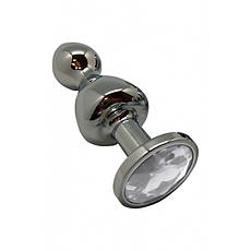 Металева анальна пробка Wooomy Lollypop Double Ball Metal Plug L діаметр 3,5 см, довжина 10,5 см, Київ