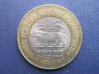 Монета 10 рупий Индия 2010 Резервный банк фауна тигр
