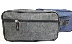 Несесер на блискавці, косметичка сіра чоловіча з ручкою 25х15х8 см, органайзер для туалетного приладдя