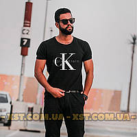 Мужская футболка оверсайз oversize плотная Calvin Klein Кльвин Кляйн Чёрная S