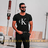 Мужская футболка оверсайз oversize плотная Calvin Klein Кльвин Кляйн Чёрная XL