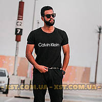 Мужская футболка оверсайз oversize плотная Calvin Klein Кльвин Кляйн Чёрная XL