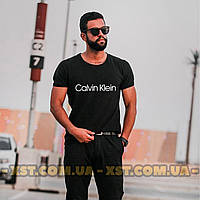 Мужская футболка оверсайз oversize плотная Calvin Klein Кльвин Кляйн Чёрная XXL