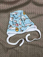Трикотажный чепчик шапочка на завязках для новорожденных