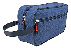 Несесер на блискавці, косметичка синя чоловіча з ручкою 25х15х8 см, органайзер для туалетного приладдя