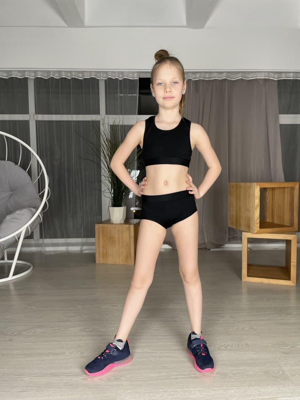 Дитячий комплект для спорту топ та труси для pole dance Адалін р. 26-44