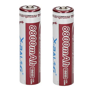 Аккумулятор, 2 шт 18650 Li-Ion, X-BALOG 8800mAh, 4,2V / Акумуляторна літій-іонна батарея