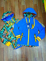Детская куртка ветровка демисезонная для мальчика, двусторонняя, размер 134.