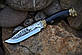 Мисливський ніж ручної роботи "Вовк в грабі" сталь 50х14мф травиння на клині, фото 3