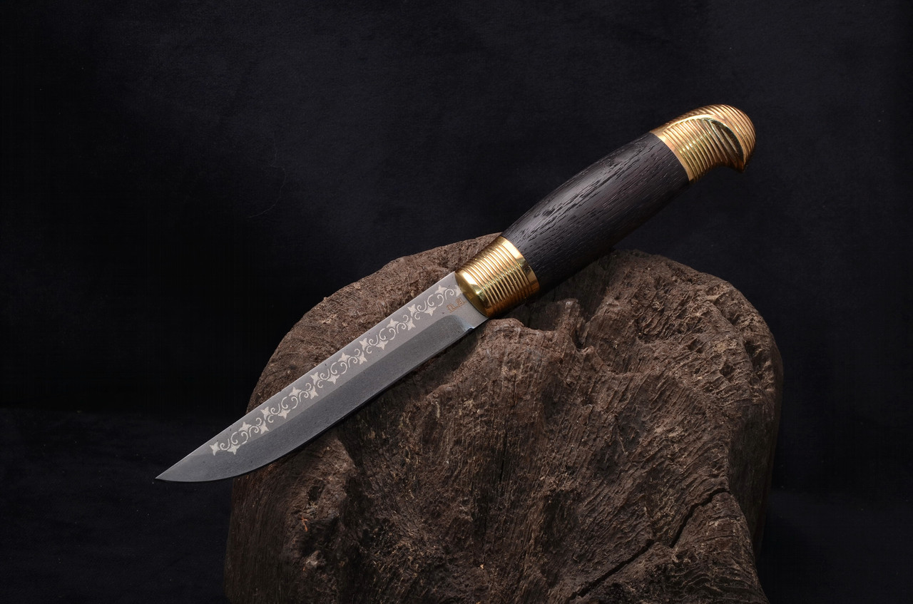 Фінський ніж у класичному стилі "Темний" сталь Х12МФ, фото 1