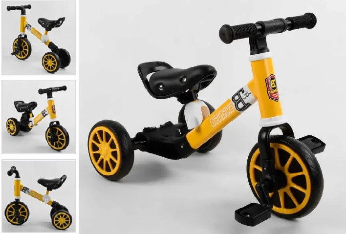 Біговел велосипед 2в1 трансформер триколісний 71616 Best Trike велобіг, колесо EVA, Жовтий, фото 1