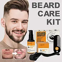 Набор для роста бороды Luxfume Beard Growth Kit (сыворотка + мыло + мезороллер + гребень для бороды)