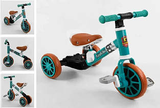 Триколісний велосипед трансформер 2в1 Best Trike 73543, велобіг, колесо EVA, Бірюзовий