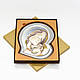 Срібна ікона Богородиця з немовлям у формі серця з емаллю 21х24см, фото 3