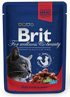 Влажный корм для кошек с тушеной говядиной и горохом Brit Premium Cat Beef Stew & Peas pouch 100 г