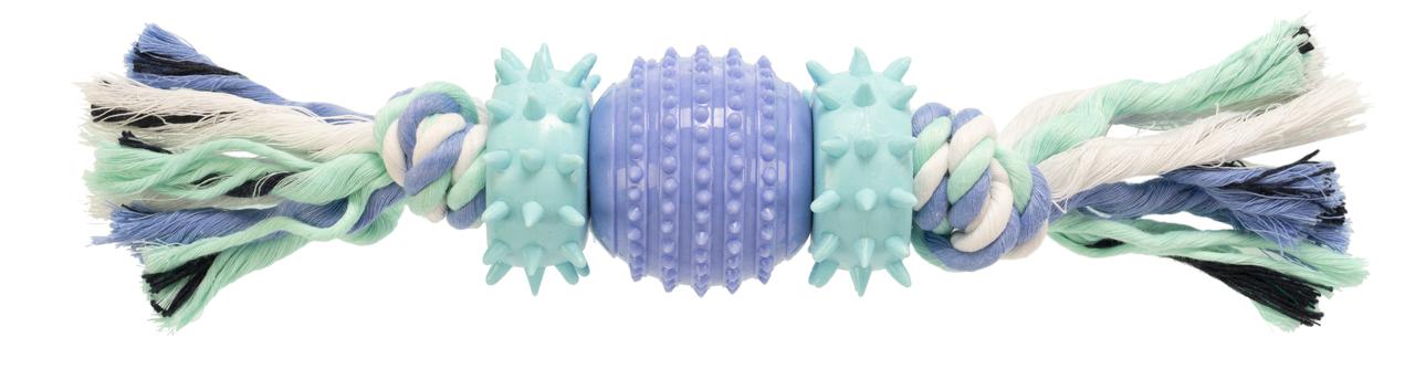 Іграшка для собак мотузка з термопластичною гумою GimDog Cotton Dent Plus 26 см