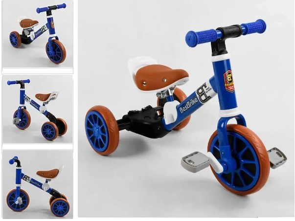 Триколісний велосипед трансформер біговел 2в1 96021 Best Trike велобіг, колесо EVA, Синій, фото 1