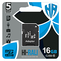 Картка пам'яті MicroSDHC 16 GB UHS-I Class 10 Hi-Rali + SD-adapter