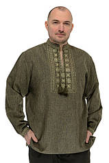 Чоловіча вишиванка з довгим рукавом (хакі)