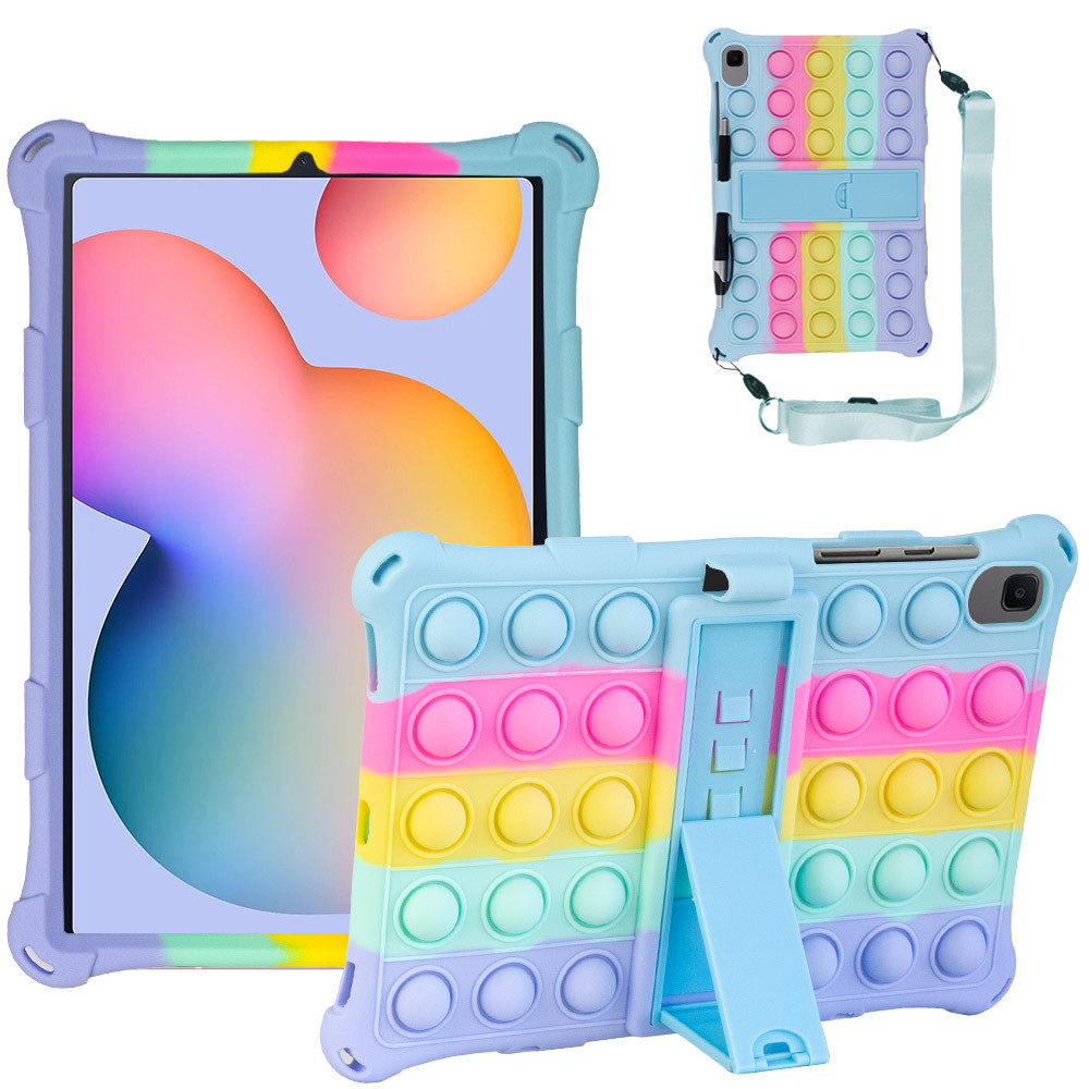Силиконовый чехол Galeo Pop It для Samsung Galaxy Tab S6 Lite 10.4 (2020/2022) Rainbow Light Blue, фото 1