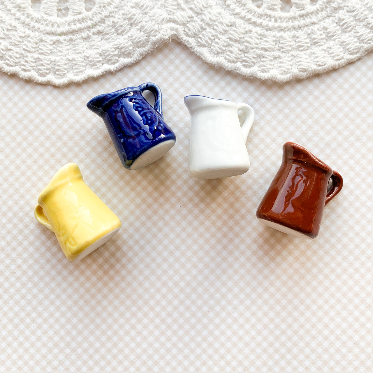 Мініатюра набір керамічних глечиків 2*2.5 см 4 шт, фото 1