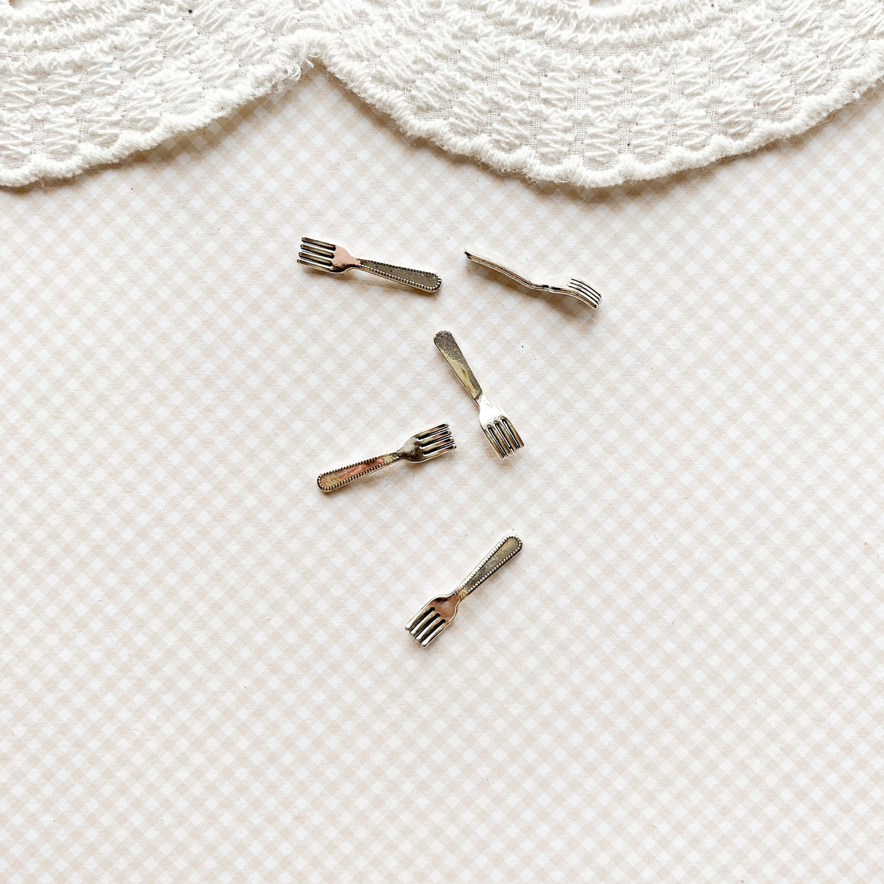 Мініатюра набір виделок 1.9 см Срібло 5 шт, фото 1