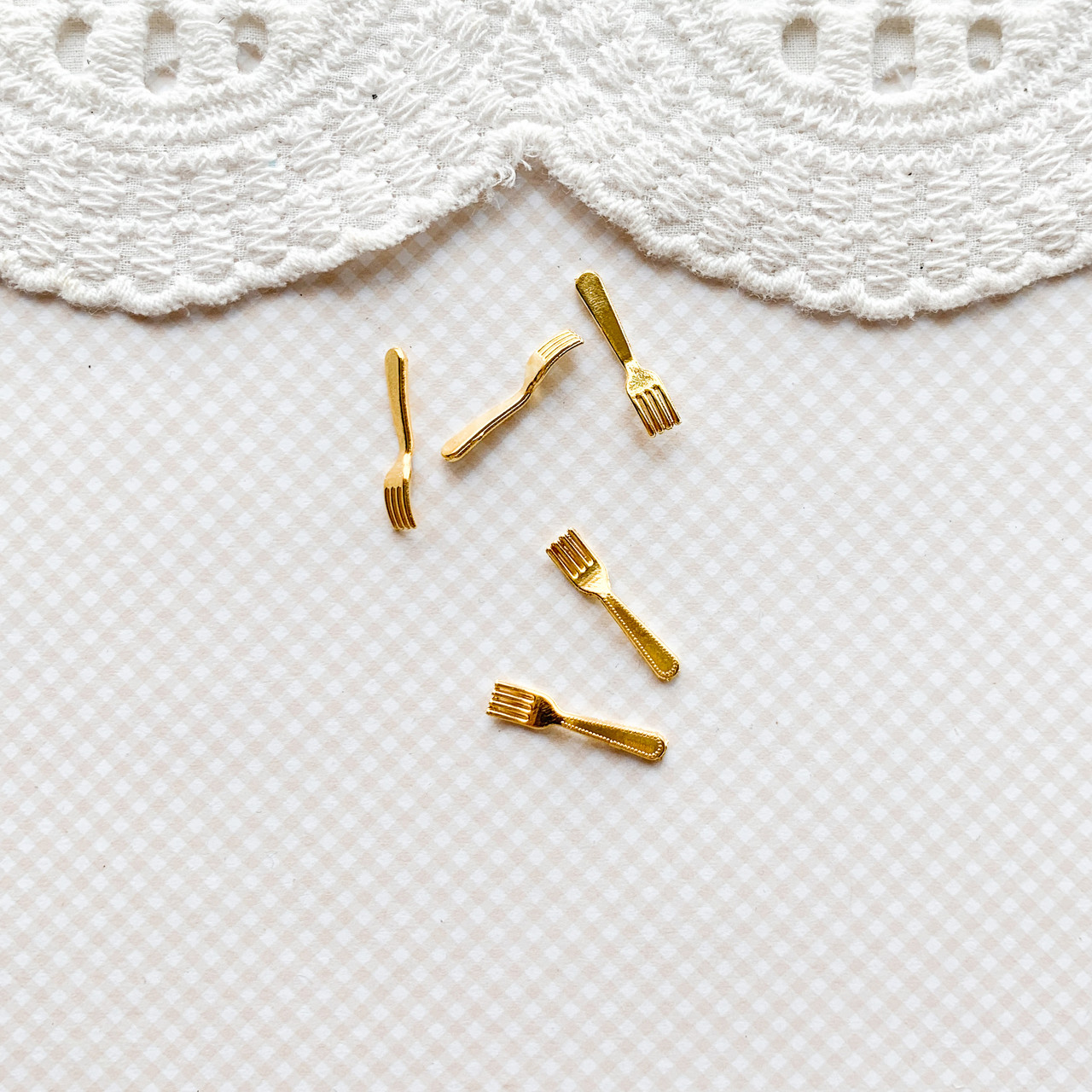 Мініатюра набір виделок 1.9 см Золото 5 шт, фото 1