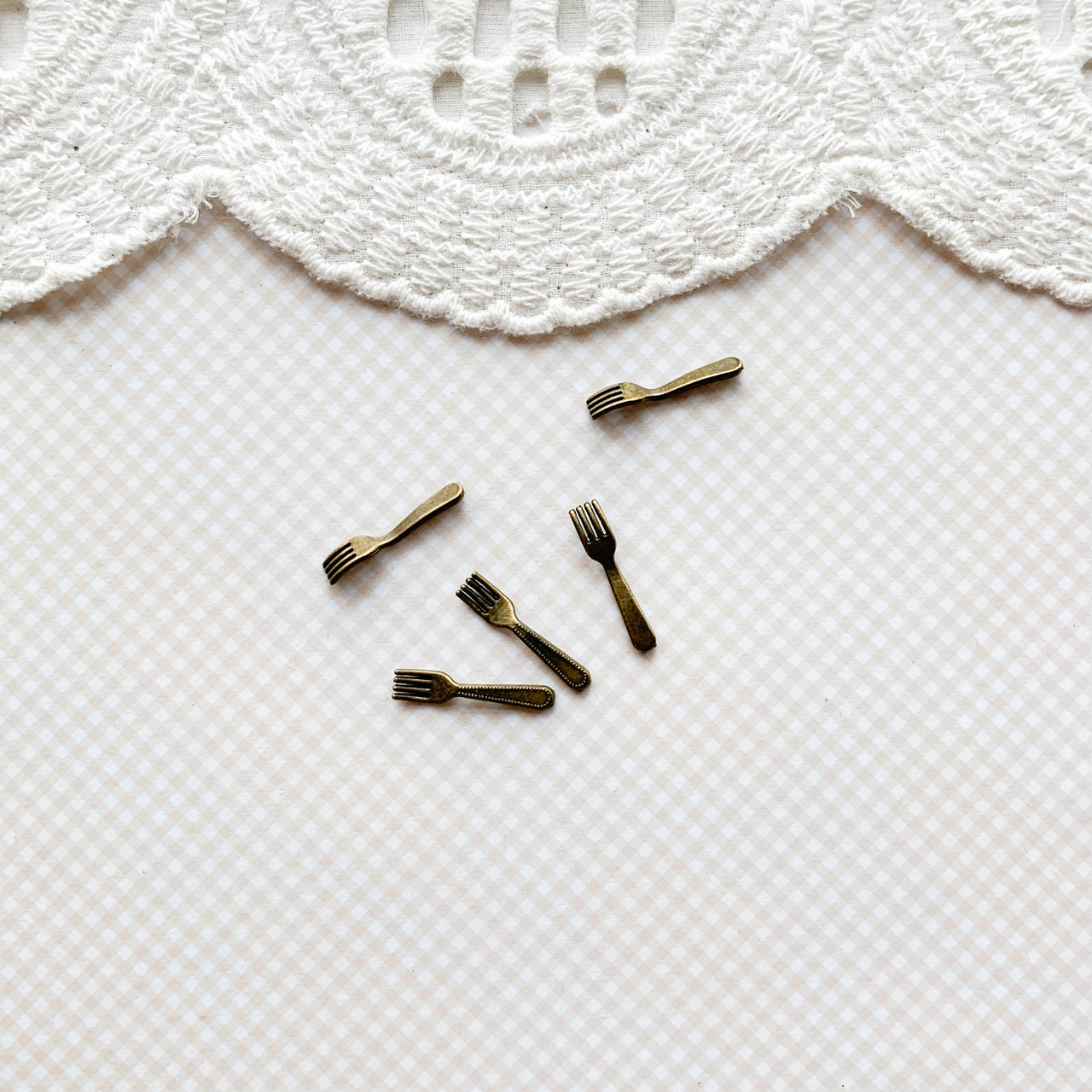 Мініатюра набір виделок 1.9 см Бронза 5 шт, фото 1