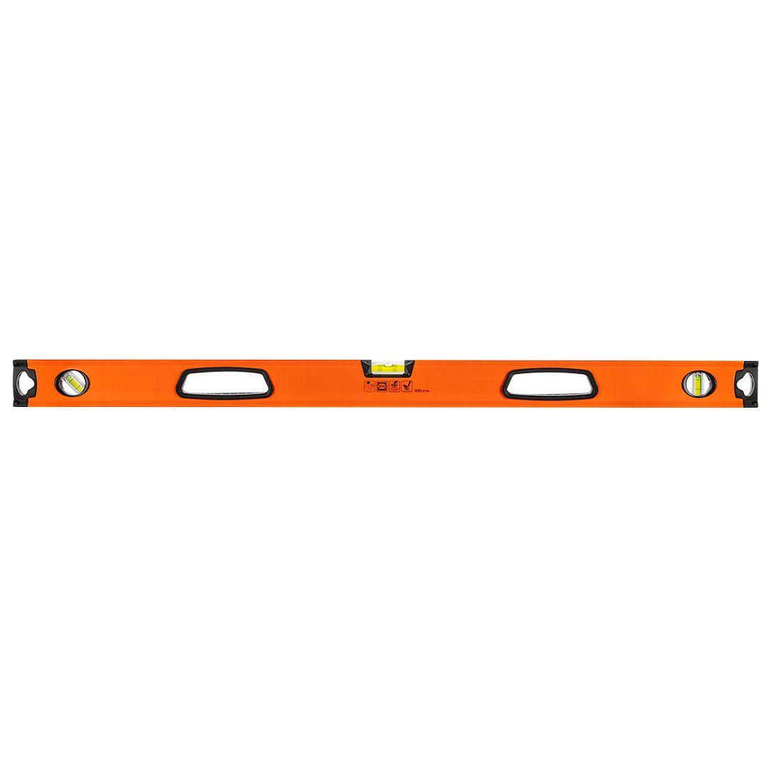 Алюмінієвий спиртовий рівень з ручкою, 3 колби, магніт, фрезеровані вимірювальні поверхні, 100 см, фото 1