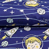 Польська бязь "Хлопчик космонавт на синьому", фото 2