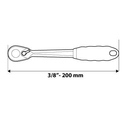 Ключ-тріскачка, вигнутий 3/8", 200 мм