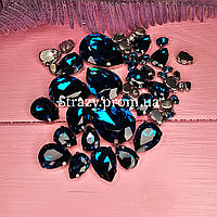 Стрази в цапах MIX Blue Zircon, 50 шт.