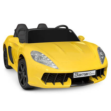 Машина електрична дитяча Bambi Racer M 4055AL-6 Порше на акумуляторі USB електромобіль двомісний жовтий, фото 1