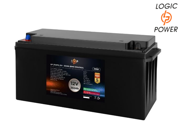 Аккумуляторная батарея Logic Power LP LiFePO4 для ИБП 12V (12.8V) - 202 Ah (2586Wh) (BMS 100A/50A) пластик - фото 1 - id-p1789964725