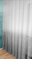 Тюль на грек-сітці Декор-Ін Флора Градієнт 300 см завширшки Сірий