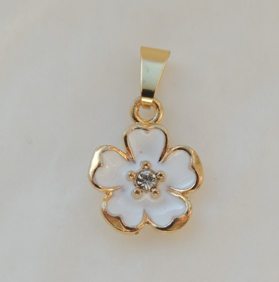 Кулон підвіска Liresmina Jewelry Квітка біла з білим фіанітом 1.5 см золотистий