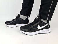 Летние кроссовки беговые мужские черно-белые Nike Zoom Guide 10 Runnig Black White. Обувь мужская Найк Гуид 10