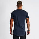 Футболка чоловіча VQH темно-синя з заокругленим низом, фото 2
