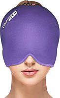 Comfitech Шапочка для облегчения головной боли, от мигрени, стресса, опухших глаз, Purple, Large,1 шт