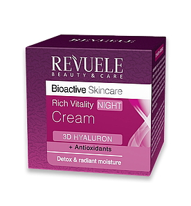Насичений нічний крем для обличчя з гіалуроновою кислотою Revuele Bioactive Skincare 3D Hyaluron 50 мл