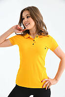 Женская модная стильная повседневная футболка поло р.44 желтый