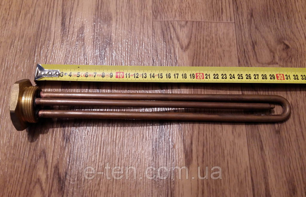 Тен прямий мідний 2000W на різьбі 1 1/4" (дюйм з чвертю) з місцем під анод М6 Тенко, Україна