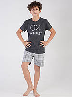 Комплект для мальчика футболка и шорти 1708, Графитовый, Рост 158-164 (13-14 лет)