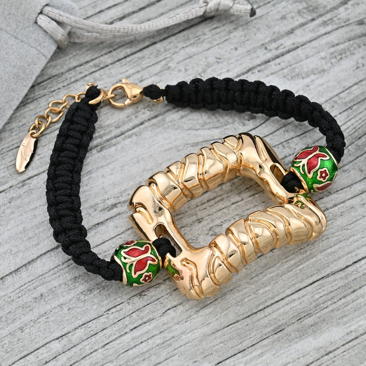 Браслет Арабська ніч 39054 плями розводи подряпини ширина 8 мм різнокольорова емаль позолота 18К довжина 18+3, фото 1